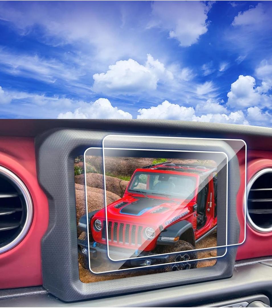 2pcs 2018 2019 2020 2021 2022 2023 Wrangler JL/Gladiator JT Screen Protector for Jeep JLU Rubicon Gladiator 4xe 8.4Inch 2025 Wrangler Gladiator Accessories Tempered Glass Wrangler Unlimited Sahara