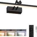 Percantis Battery Operated Picture Light for Wall, Wall Light for Living Room, 4000 mAh, 13.8'' Dimmable Art Painting Light, Remote Control, Black, Display for Gallery, Living Room, Bedroom(Black)