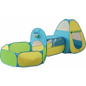 3 in 1 Kids Play Tent with Tunnel & Ball Pit, Pop Up Indoor/Outdoor Playhouse for Boys and Girls, Crawling Tunnel Toy with Fun Toss It Game Zone, Easy Setup Foldable Carry Bag (Balls Not Included)