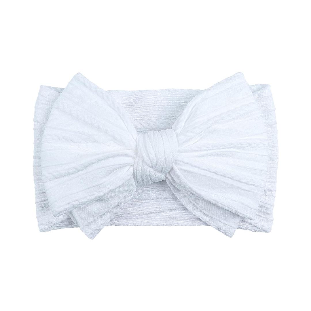 LemonSpace Handmade Baby Girls Bows Soft Stretchy Nylon Hair Bands Hair Accessories Baby headbands with Bows for Newborn Baby Girls Infant Toddlers Kids(White