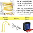 Fire Escape Ladder 2 Story 16ft Flame Resistant Safety Rope Ladder - Fast to Deploy & Easy to Use & Store - Compact - Weight Capacity up to 2000pounds (16ft) Life Saving Emergency ladders - Certified