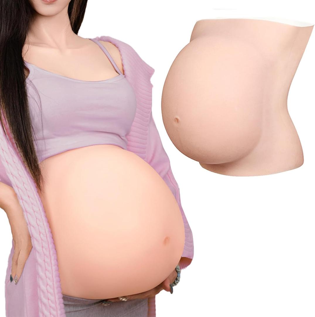 Fake Pregnant Belly 6-9 Months Artificial Silicone Pregnancy Belly Lifelike Skin for Actor Performance Maternity (Nude)