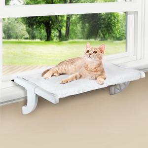 Zoratoo Window Sill Mount Cat Perch for Indoor Cats, One-Step Sliding Clamping Slot Adjustment Cat Hammock with Washable Cover, No Suction Cups Pet Bed for Windowsill & Bedside (Large)