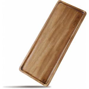 Solid Acacia Wood Serving Trays - 14" x 5.5" Rectangular Wooden Platters for Food, Charcuterie Boards, Cheese, and Appetizers - Perfect for Home Decor, Parties