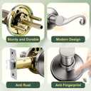 Passage Door Handle - Non-Locking Interior Lever for Hallway & Closet Doors, Modern Curlicue Scroll Design, Right Handed, Satin Nickel, 1 Pack