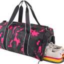 Kids Overnight Duffle Bag Girls Boys Sports Gym Bag with Shoe Compartment Wet Pocket Camouflage travel bag (Ping)