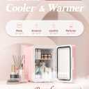 BOGDA Mini Skincare Fridge (4 Liter/6 Can) with Dimmable LED Light Mirror, Cooler and Warmer for Refrigerating Make Up, Skin Care and Food, Portable Mini Fridge for Bedroom, Office and Car, Pink