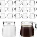 Suclain 16 Pcs Small Glass Creamer Pitcher with Spout Milk Frothing 2.3 oz Mini Milk Pourer Small Glass Pitcher with Handle Carafe Coffee Mug Pot Tea Frother Cup for Table Serving Kitchen