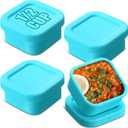 Nuogo 4 Pcs 1/2 Cup Silicone Freezer Trays with Lid Soup Freezer Containers Reusable Silicone Molds Rectangle Freezing Containers Freezing Ice Trays for Soups Sauces Stews Curries, Lake Blue