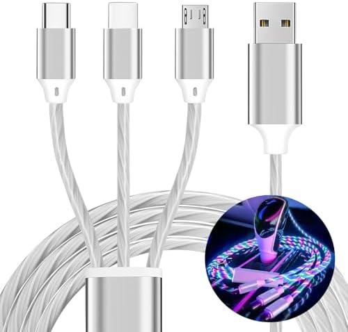 TISTIPPL 3 in 1 Light up Charging Cable,Multi LED Charging Cable,Light Up Charger Cord,3A USB Cable,Compatible with Most Smart Phones