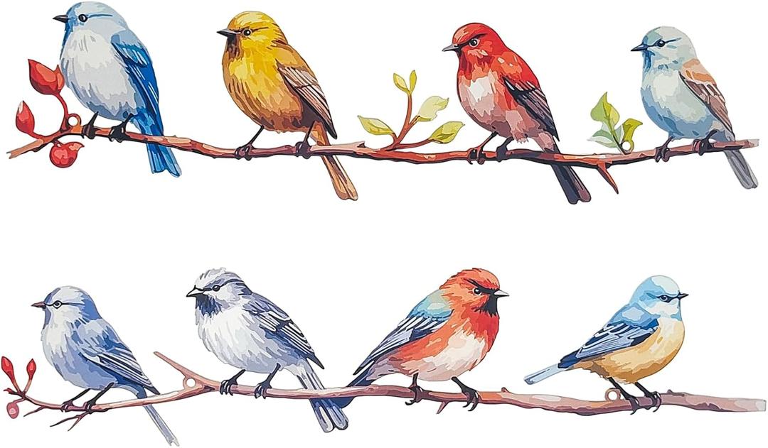 We Moment Metal Wall Art Bird on Tree Branch Bird Wall Sculpture Bird with Leaves Wall Art Decor for Living Room Bedroom Office Home Balcony Garden Wall Housewarming Party Decor2pcs
