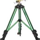 Impact Sprinkler on Tripod Base, 360 Adjustable Brass Sprinkler Head with Stakes, Heavy Duty Metal Tripod Lawn Sprinkler for Large Area Lawn, Yard & Garden Irrigation, 1 Pack