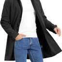 Mens Trench Coat Slim Fit Single Breasted Casual Long Jacket Lightweight Lapel Fall Windbreaker Overcoat (Black, S)