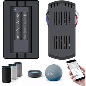 Universal Smart WiFi Ceiling Fan Remote Control Kit, 3 Speed Control with Dimmer, Compatible with Alexa, Google Assistant and Smart Life App, 2-8h Timming