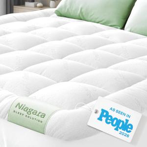 Niagara Sleep Solution Ultra Soft Queen Size Mattress Topper - Viscose Made from Bamboo Pillow Top Mattress Pad for Back Pain Relief - Naturally Cooling for Hot Sleepers, White