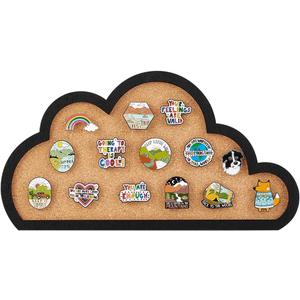 BENECREAT Cloud Pin Board Cork Board Wall Mounted Cork Board, 0.8" Thick Bulletin Display Board for Brooch Pin Storage, Office Home and School Decor, 11x6