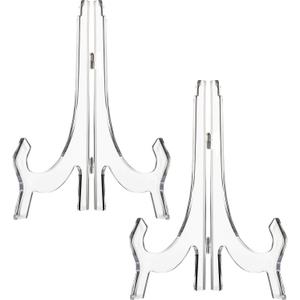 HESTYA 2 Pcs 9.8" Acrylic Easels, Plate Stands Photo Picture Frame Holders for Weddings, Birthdays, Home Decor & Table Display(Clear)