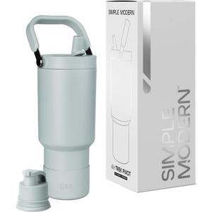 Simple Modern Trek Pivot | 30oz Flip Straw Tumbler with Handle | Water Bottle & Boot | Interchangeable Straw & Chug Lids | Insulated Stainless Steel Jug | Gym Sports Outdoors | Sea Glass Sage