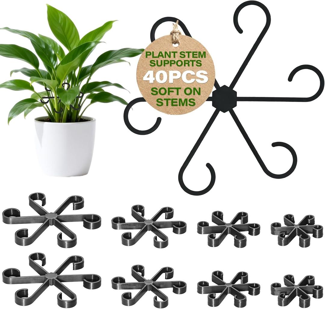2 x 40pcs Plant Stem Support, Plant Support for Indoor Plants, Plastic Reusable Plant Support Clips, Indoor Plants Accessories