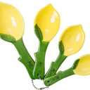 Lemon Ceramic Spoons Set: Lemon Shaped Measuring Spoons: 1 Tablespoon, 1 Teaspoon, 1/2 Teaspoon and 1/4 Teaspoon