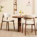 Kitchen Dining Chairs Set of 4 Modern Upholstered Leather Farmhouse Dining Room Chair with Metal Legs, Walnut/Beige, 17.7 inches x 15 inches x 31.1 inches