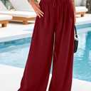 PRETTYGARDEN Womens Spring Wide Leg Dress Pants Business Casual Work High Waist Baggy Tie Trousers Pleated Palazzo Slacks (Red, XXL)