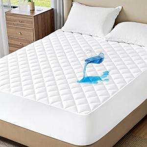 Bedsure Queen Mattress Protector, Quilted Waterproof Mattress Protector with Deep Pocket up to 22 Inches, Soft Breathable Noiseless Bed Pad Topper, Queen Bed Cover for Home, Bedroom, Hotel – White