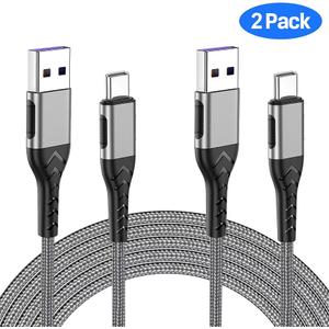 Durcord USB C Cable, Upgarded 2Pack 10ft Fast USB Type C Charging Cable for Android/Phone/Pad/Laptop, Type C Charger Braided USB Cable Compatible withi Phone 17/16/15/Pro/Plus/Max/SamSung-Silver