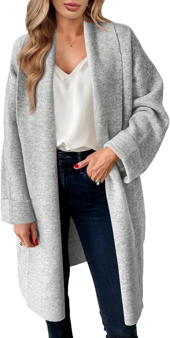 Saodimallsu Womens Long Cardigan Sweaters Chunky Open Front Oversized Slouchy Knit Fall Trendy Coatigan Jackets (Medium, Light Grey)