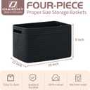 OIAHOMY 4 Pack Storage Baskets for Organizing, Cube Storage Bins for Shelves, Rectangle Storage Baskets With Handles, Woven Baskets for Storage, 16''Lx12''Wx8''H, Black