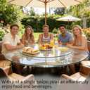 28" Glass Lazy Susan for Dining Table, Glass Turntable Table Centerpiece with 6 Rotating Wheels, 360 Smooth and Silent Spin Tabletop Rotating Tray, for Family Gatherings, Banquets, Weddings, 72 cm