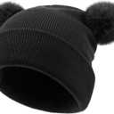 Baby Beanie Hats Toddler Infant Winter Hat for Boys Girls Newborn Beanies with Pom Pom (Black)