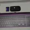 Wireless Keyboard and Mouse Ultra Slim Combo, TopMate 2.4G Silent Compact USB 2400DPI Mouse and Scissor Switch Keyboard Set with Cover, Batteries Included, for PC/Laptop/Windows/Mac - Purple Black