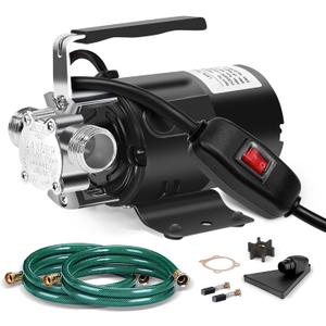 Water Transfer Pump, 115V 1/10HP Electric Utility Pump with On/Off Switch 2 * 6 ft Water Hoses Kit for Removing Water from Garden Pools Aquariums Hot Tub Draining 1/8 Low Suction for Rain Barrel