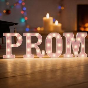 Prom LED Marquee Sign Light Up Letters, LED Prom Sign Marquee Letter Lights, Pink Letter Lights for Graduation Decorations, Class of 2026 Light Up for High School College Graduation Party