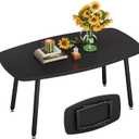 WOHOMO Folding Coffee Table 39.3'' Black Coffee Tables for Living Room Portable Simple Modern Rectangular Center Table for Small Spaces, No Assembly, Black