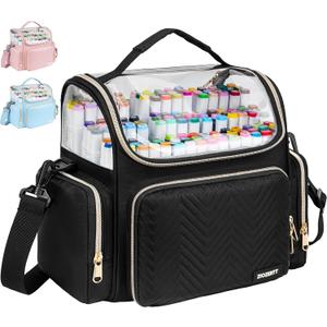 Marker Organizer Case for 180-300 Markers, Travel Marker Storage Bag with Dividers and 4 Pockets, Marker Organizer Holder for Paint Brushes, Colored Pencils and Other Art Supplies, Bag Only, Black