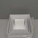 Metal Buffet Risers,4PCS Food Risers for Buffet Table 5in to 8in Display Stand with Mini Acrylic Signs for Catering Dessert Collectibles Jewelry Figures Show Grayish White Cube Boxes Nesting Risers with Hollow Bottoms