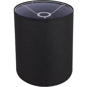 Black Linen Tall Drum Lampshade, 10" Top x 10" Bottom x 13" High Lamp Shade, Lamp Shade Replacement for Table and Floor Lamps, Pendant Light, Handcrafted Lampshade, Easy Assembly