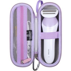 Hard Storage Case for Philips Beauty Shaver, Travel Case for Lady Electric Shaver Series 6000 (Only Case) (PU, White + Purple)