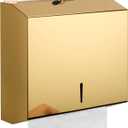 Wall Mounted Stainless Steel Paper Towel Dispenser with Lock, Polished Mirror Finish, Fits C-Fold, Tri-Fold and Multi-Fold Hand Towels, Commercial Restroom & Bathroom Use (Medium-gold)