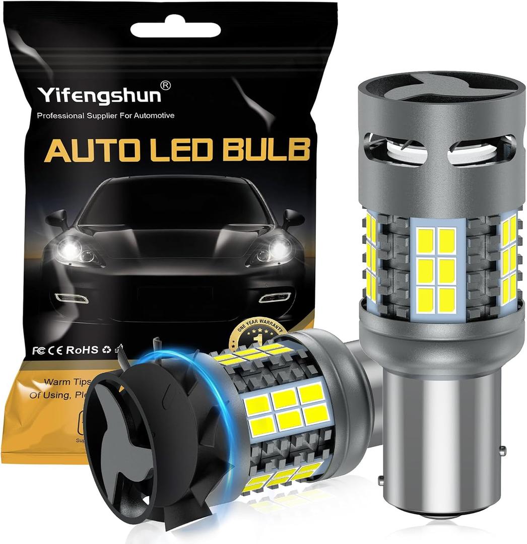 1157 BAY15D LED Bulb White CANBUS Error Free 4000LM Super Bright Reverse Backup Light Built in Resistor Anti Hyper Flash with Cooling Fan 2057 2357 7528 for Turn Signal Lights(2PCS)