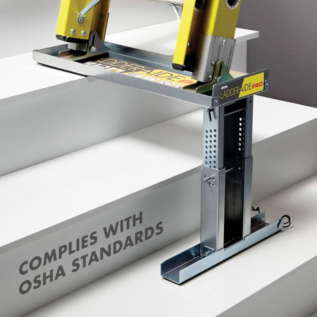 Ideal Security Foldable Ladder-Aide PRO: Fits Steps 4.921" to 7.875" High, Ladder Extender, Accessories, Stabilizer, Leveler for Single and Extension Ladders