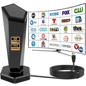2026 TV Antenna Indoor, Long Range Digital Antenna for Smart TV, 360 Reception HDTV Antenna for Local Channels with Strong Magnetic Base Support 8K 4K 1080p All TVs