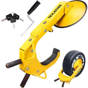 Tevlaphee Wheel Lock - Car Boot Anti-Theft Trailers Wheel Clamp Lock Parking Boot for Cars, Trucks, SUVs, Campers - Upgraded Dual Lock Adjustable Lug Nuts Cover