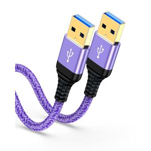 USB to USB Cable 6ft, Male to Male USB A To USB A Cable for WD Hard Drives, PC, Mac, Laptop, PS4, Xbox - USB 3.0 Type A Impresora Long Usba to Usba Cord, High-Speed Data Transfer Cable, 6 Foot (Purple)