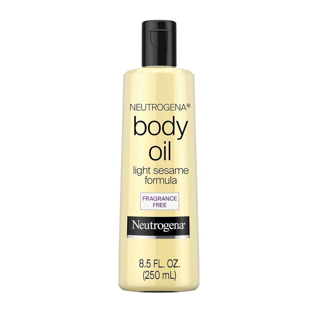 Neutrogena Body Oil, Light Sesame Formula, Fragrance Free, Lightweight Moisturizing Body Oil for Silky, Soft Skin, Non-Greasy Hydration, 8.5 fl oz Bottle, 1 Count