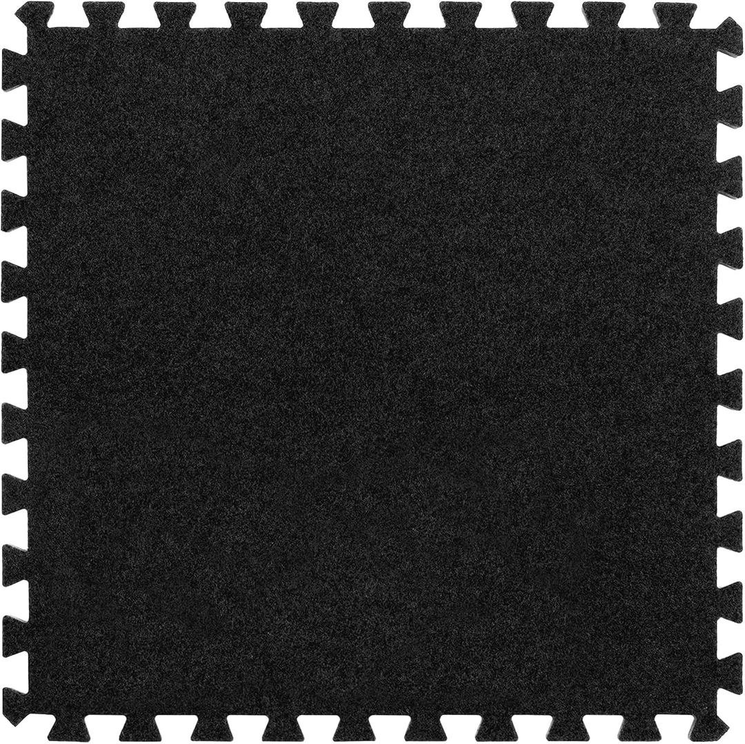 IncStores 5/8" Eco-Soft Carpet-Top Foam Floor Tiles, High-Density Commercial Floor Mats/Carpet Tiles for Basement, Classroom & Trade Show Floor Protection, Carpet Squares 24 x 24, Black, 28 Tiles