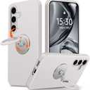 XYZ for Samsung Galaxy S24 Case, Galaxy S24 Phone Case with Rotatable 360° Soft Silicone Ring Stand, Shockproof Liquid Silicone Case with Microfiber Lining for Samsung S24 Stone