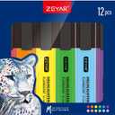 ZEYAR Highlighter, Chisel Tip Marker Pen, AP Certified, Assorted Colors, Water Based, Quick Dry (12 Colors)